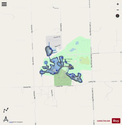 Seven Ponds Lake depth contour Map - i-Boating App - Streets