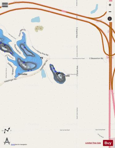 South Lake ,Clare depth contour Map - i-Boating App - Streets
