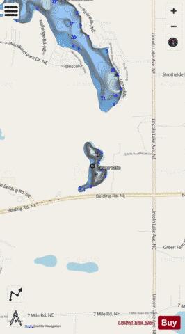 Tower Lake depth contour Map - i-Boating App - Streets