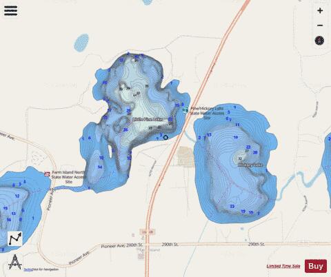 Pine & Hickory Lake depth contour Map - i-Boating App - Streets