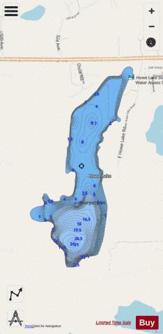 Howe Lake depth contour Map - i-Boating App - Streets