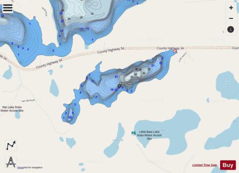 Bass Lake depth contour Map - i-Boating App - Streets