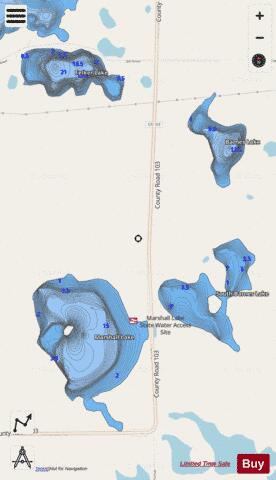 Barnes Lake + Felker Lake + Marshall Lake + South Barnes Lake depth contour Map - i-Boating App - Streets
