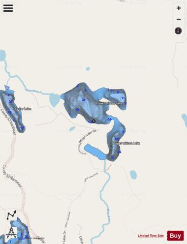 Lower Milton Lake + Upper Milton Lake depth contour Map - i-Boating App - Streets