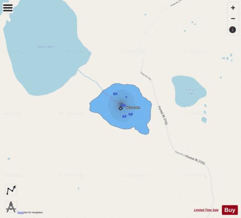 Wax Lake depth contour Map - i-Boating App - Streets