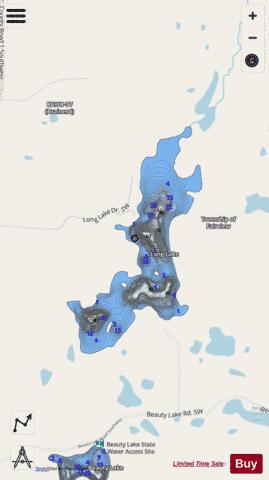 Long Lake depth contour Map - i-Boating App - Streets