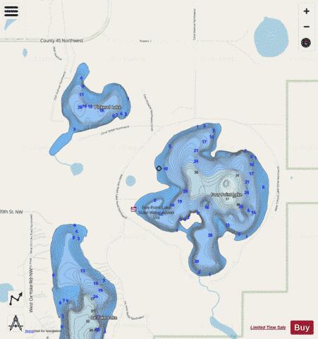 Four Point Lake + Pickerel Lake depth contour Map - i-Boating App - Streets