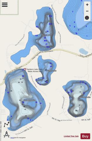 Fawn Lake depth contour Map - i-Boating App - Streets