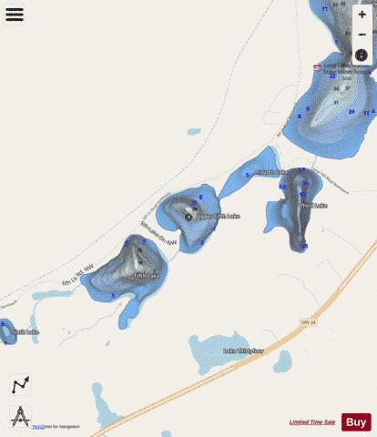 Upper Fifth Lake depth contour Map - i-Boating App - Streets