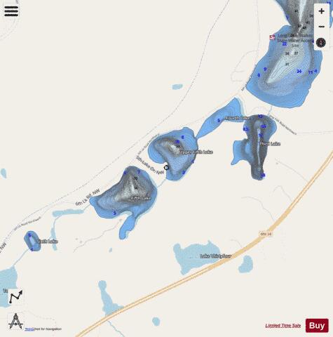 Fifth Lake + Fourth Lake + Upper Fifth Lake depth contour Map - i-Boating App - Streets