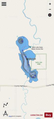 Spike Lake depth contour Map - i-Boating App - Streets