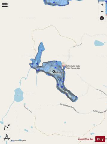 Esther Lake depth contour Map - i-Boating App - Streets