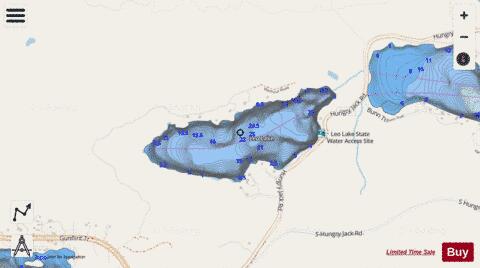Leo Lake depth contour Map - i-Boating App - Streets