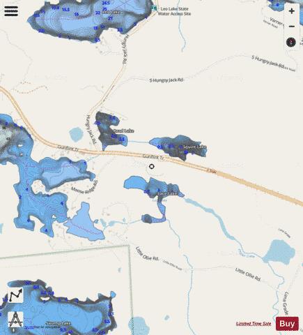 Lace Lake + Road Lake + Squint Lake depth contour Map - i-Boating App - Streets