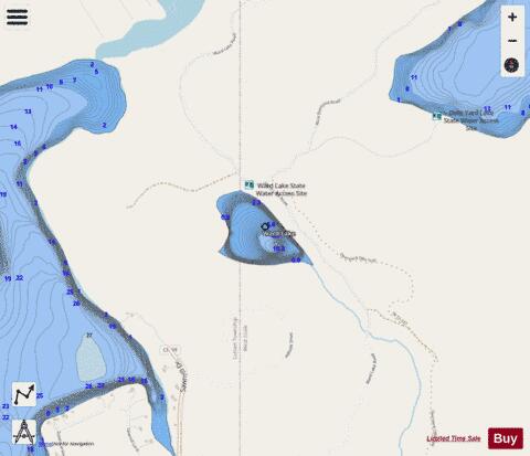 Ward Lake depth contour Map - i-Boating App - Streets