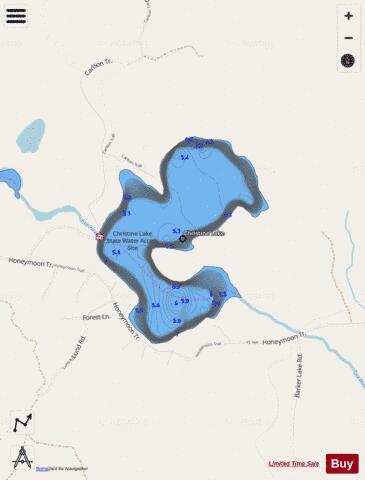 Christine Lake depth contour Map - i-Boating App - Streets
