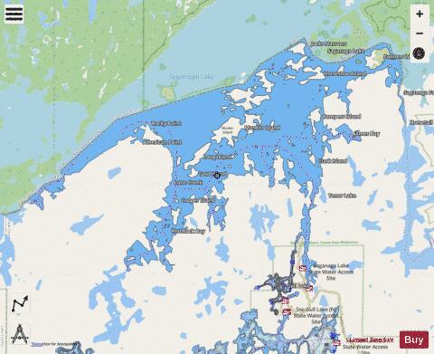 Saganaga Lake depth contour Map - i-Boating App - Streets