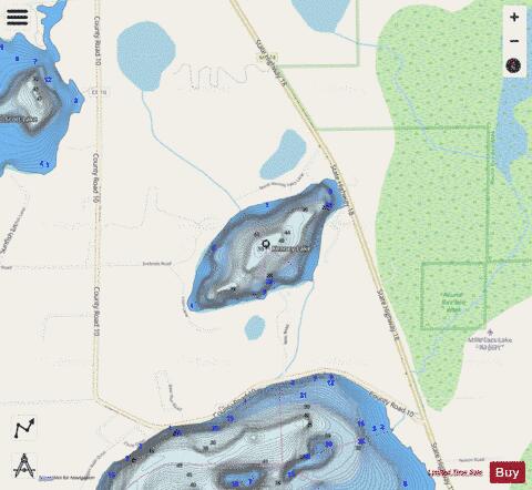 Kenney Lake depth contour Map - i-Boating App - Streets