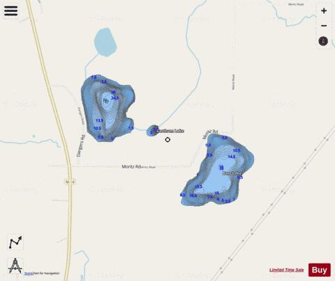 Bass Lake + Eastham Lake + depth contour Map - i-Boating App - Streets