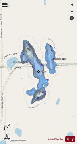East Wood Lake + Wood Lake depth contour Map - i-Boating App - Streets