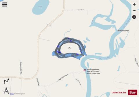 Half Moon Lake depth contour Map - i-Boating App - Streets