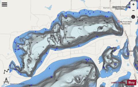 Big Trout Lake + Island Lake + Loon Lake depth contour Map - i-Boating App - Streets