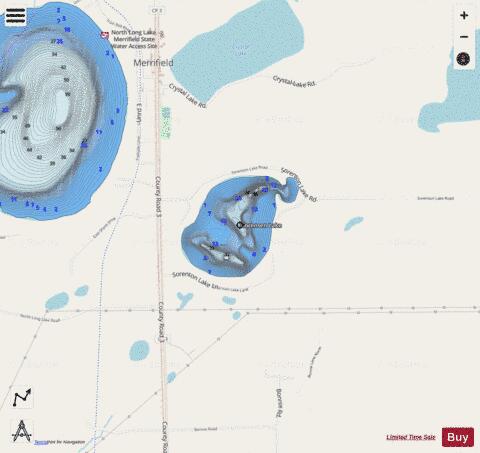Sorensen Lake depth contour Map - i-Boating App - Streets