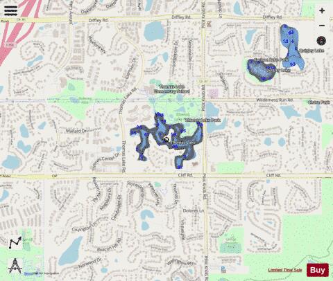 Thomas Lake depth contour Map - i-Boating App - Streets