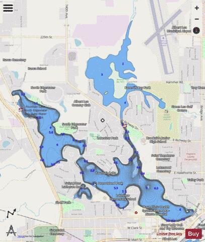 Fountain Lake + depth contour Map - i-Boating App - Streets