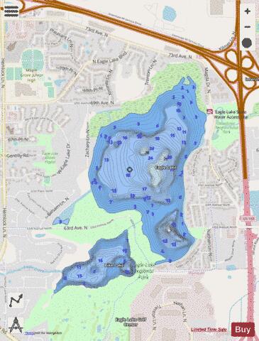 Eagle Lake + depth contour Map - i-Boating App - Streets