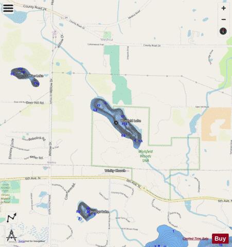 Wolsfeld Lake depth contour Map - i-Boating App - Streets