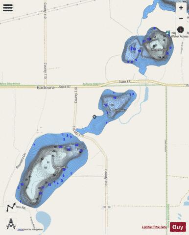 Mud Lake + Nagel Lake + Tripp Lake depth contour Map - i-Boating App - Streets