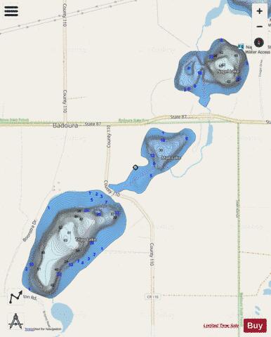 Mud Lake + Nagel Lake + Tripp Lake depth contour Map - i-Boating App - Streets