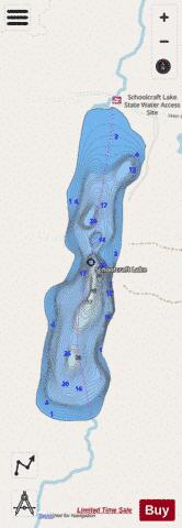 Schoolcraft Lake depth contour Map - i-Boating App - Streets