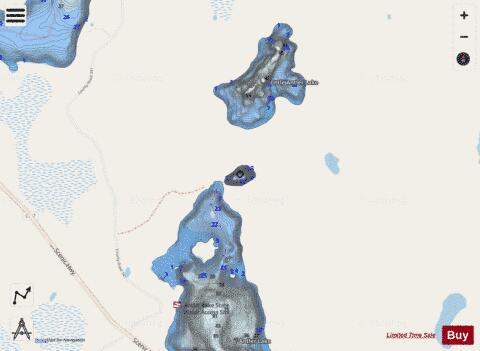 Little Antler Lake depth contour Map - i-Boating App - Streets