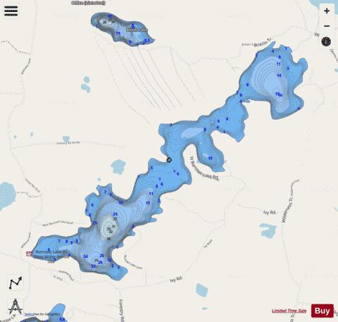 Burrows Lake depth contour Map - i-Boating App - Streets