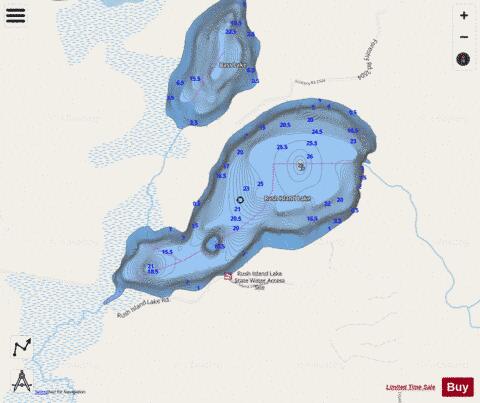 Rush Island Lake depth contour Map - i-Boating App - Streets