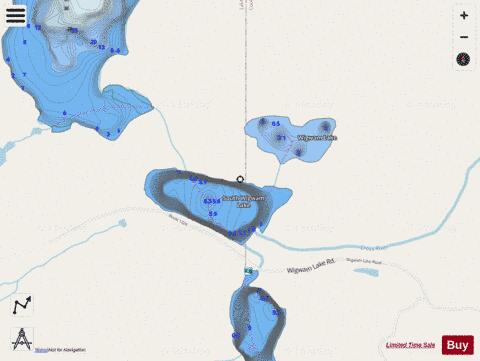 North Wigwam Lake + South Wigwam Lake depth contour Map - i-Boating App - Streets