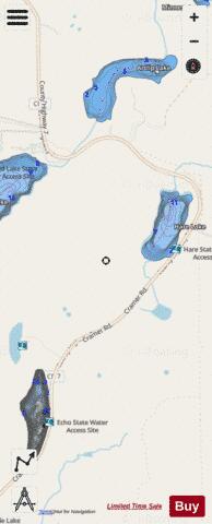 Artlip Lake + Echo Lake + Hare Lake depth contour Map - i-Boating App - Streets