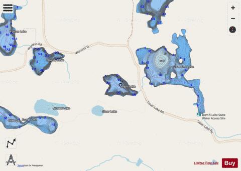 Alger Lake depth contour Map - i-Boating App - Streets