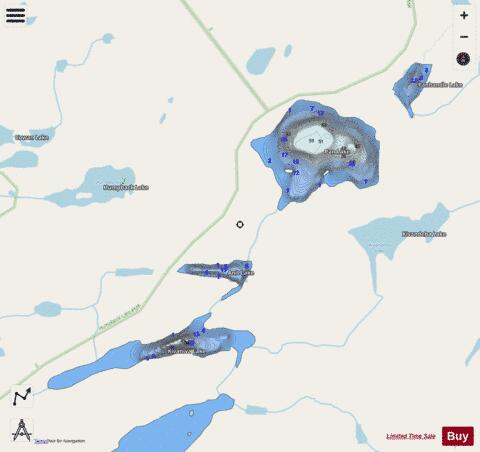 Kivaniva Lake + Pan Lake + Anit Lake + Panhandle Lake depth contour Map - i-Boating App - Streets