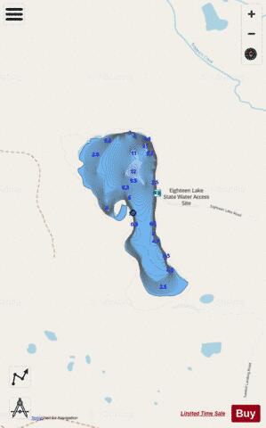 Eighteen Lake depth contour Map - i-Boating App - Streets