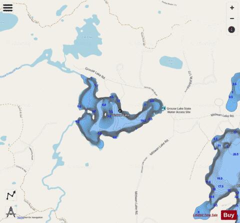 Grouse Lake depth contour Map - i-Boating App - Streets