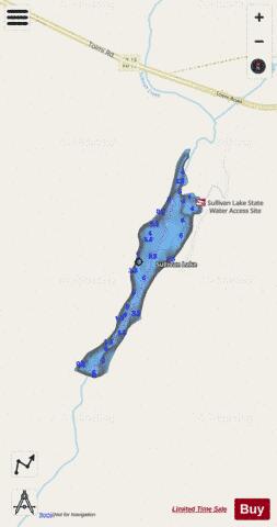Sullivan Lake depth contour Map - i-Boating App - Streets