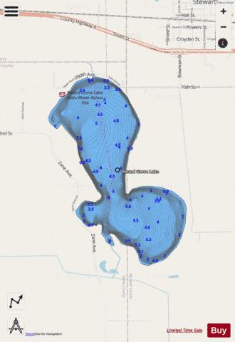 Round Grove Lake depth contour Map - i-Boating App - Streets