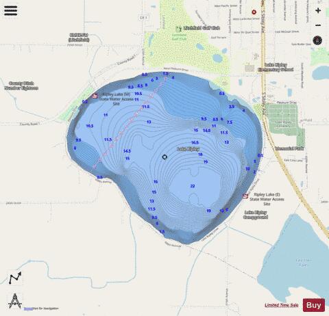 Lake Ripley depth contour Map - i-Boating App - Streets