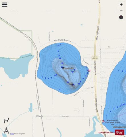 Round Lake depth contour Map - i-Boating App - Streets