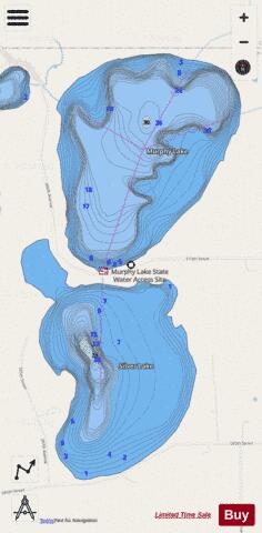 Murphy + Silver Lakes depth contour Map - i-Boating App - Streets