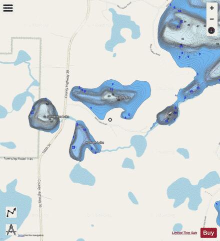 Back Lake + Hanson Lake depth contour Map - i-Boating App - Streets