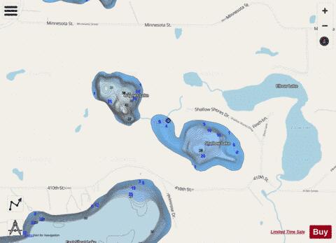 Shallow Lake + Wagner Lake depth contour Map - i-Boating App - Streets